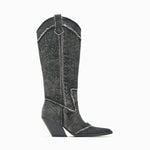 Women's Fashionable Rhinestone Thick Heel Cowboy Boots 63066826S