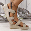 Women's Peep-Toe Ankle Strap Fish Mouth Sandals with Thick Rope Sole 45667908C