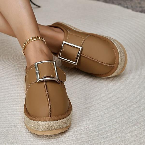 Women's Casual Square Buckle Thick Soled Cotton Slippers 21257327S