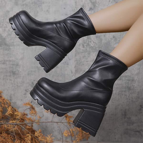 Women's Platform High-Heeled Fashion Chunky Ankle Boots 48030410C