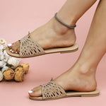 Women's Casual Hollow Rhinestone Fashion Flat Slippers 43942099S