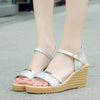 Women's Fashion Sequin Buckle Wedge Sandals 55517505C