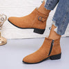 Women's Retro Chunky Heel Ankle Boots with Buckle Strap 66893818C