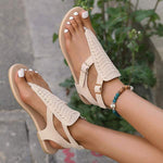 Women's Flat Double Buckle Thong Sandals 04108049C