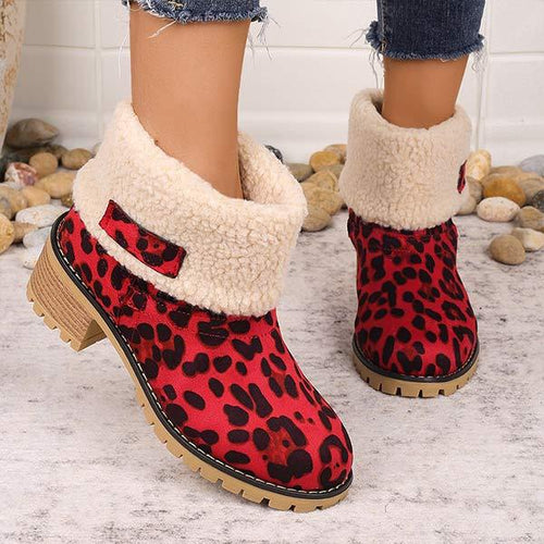 Women's Block Heel Plush Snow Boots 35356518C