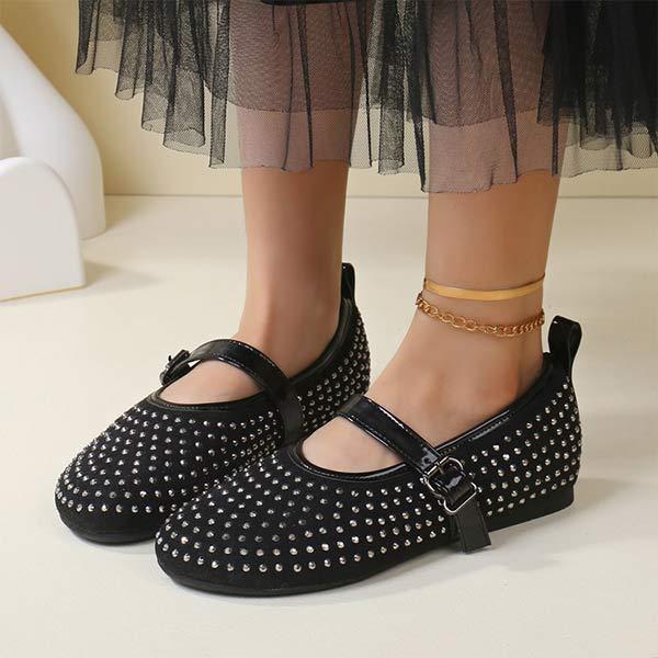 Women's Studded Soft Leather Casual Buckle Shoes 06269011C