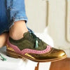 Women's Casual Color-Block Lace-Up Flat Loafers 68149100C