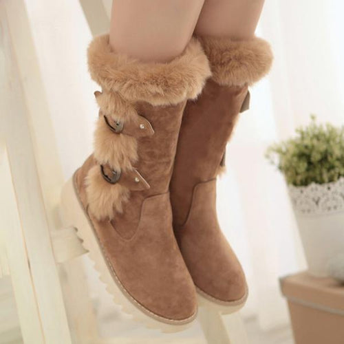 Women's Casual Thick Soled Furry Gear Sole Warm Cotton Boots 44263266S