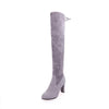 Women's Suede Block Heel Over-the-Knee Boots 46917420C