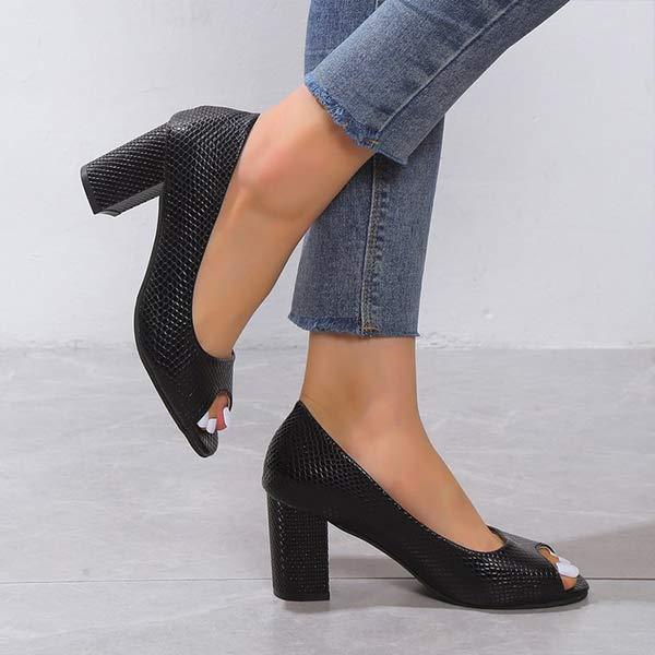 Women's Slip-On Snake Print Peep Toe High Heel Sandals 83723980C