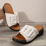 Women's Casual Thick Sole Belt Buckle Wedge Slippers 53567820S