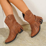 Women's Tassel Woven Retro Western Fashion Boots 27280680C