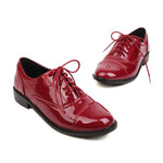 Women's Casual Patent Leather Lace-Up Flats 58206821S