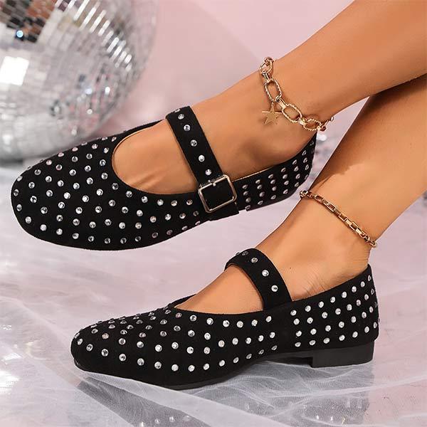 Women's Flat Fashion Shoes with Rhinestone Embellishments 96151466C