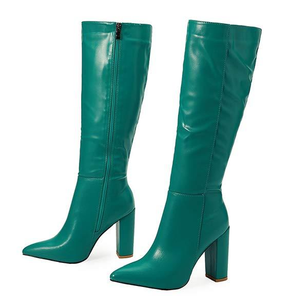 Women's Fashion Side Zipper High-Heeled Knee-High Boots 43146891C