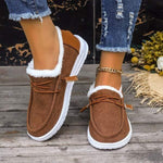 Women's Round Toe Lace-Up Fleece-Lined Shoes 76928144C