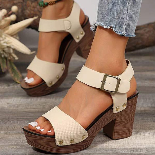 Women's High Heel Fish Mouth Belt Buckle Sandals 78908877C