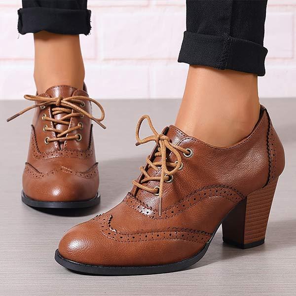 Women's Block Heel Lace-Up Fashion Shoes 05532375C