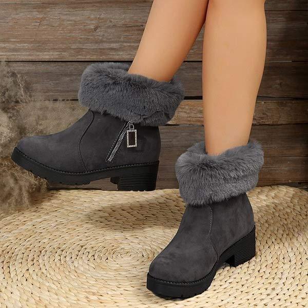 Women's Faux Fur-Cuffed Plush-Lined Cotton Boots 26467843C