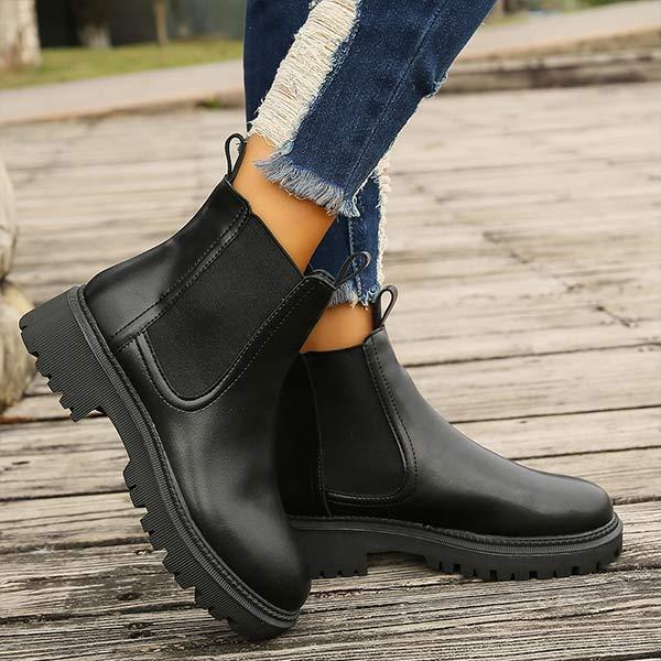 Women's Thick Sole Fashion Cigarette Bootie with Fleece Lining 18105875C