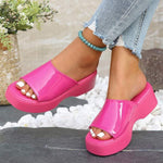 Women's Platform Peep Toe Wedge Slide Sandals 61491313C