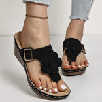 Women's Floral Vintage Wedge Flip-Flop Sandals 81157833C