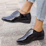 Women's Round Toe Shiny Leather Wedge Shoes 94472029C