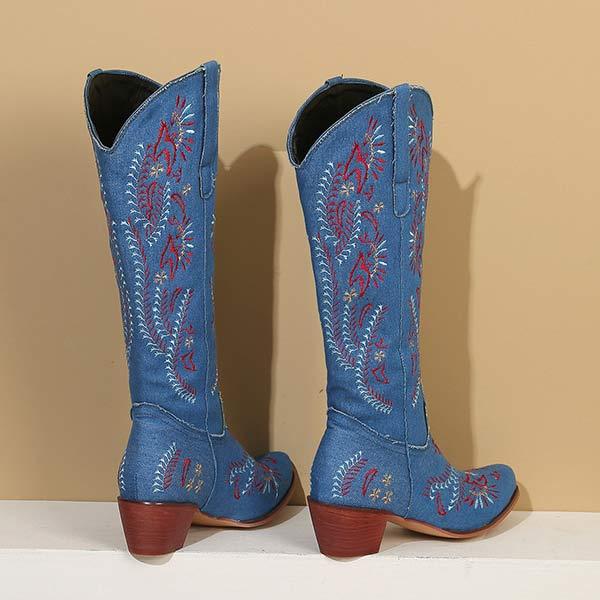 Women's Embroidered Shaft Western Cowboy Boots - High Calf Length 70705919C