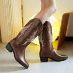 Women's Fashionable Rhinestone Block Heel Western Boots 66549369S