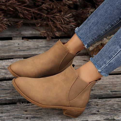 Women's Chunky Heel Elastic Ankle Boots 03172041C