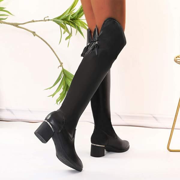 Women's Over-the-Knee Stretch Block Heel Boots 74286979C