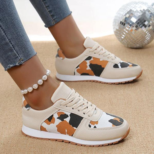 Women's Thick Sole Cow Pattern Casual Sports Shoes 96123967S