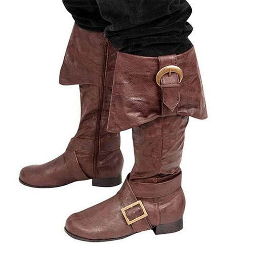 Women's Low Heel Knee-High Boots with Buckle 30542458C