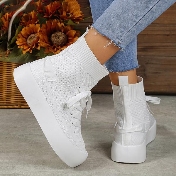Women's Casual Flat Slip-On Breathable Knitted Boots 64045124S