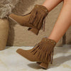 Women's Studded Western Cowboy Boots with Fringes 77345016C