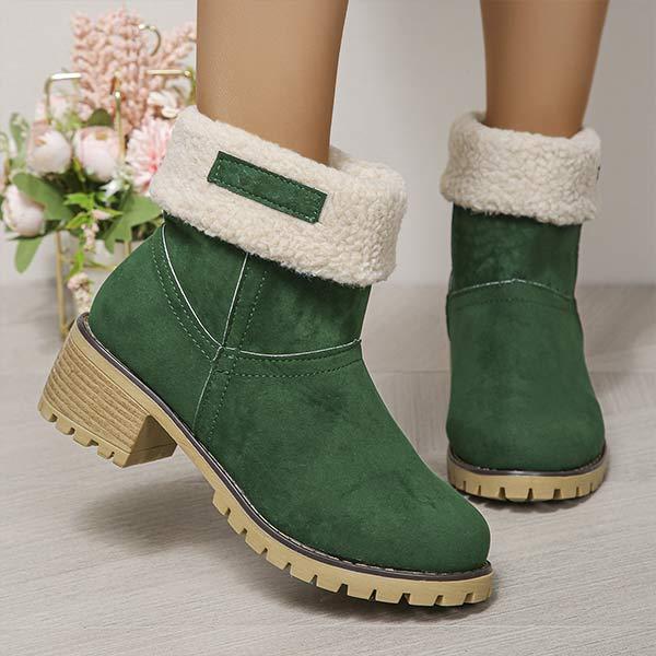 Women's Chunky Heel Fleece-lined Martin Boots 73575485C