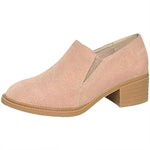 Women's Suede Round-Toe Chunky Heel Casual Fashion Shoes 68714215C