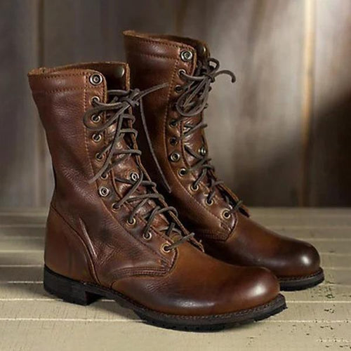 Women's Retro Lace-Up Low Heel Martin Boots 89814428S