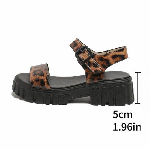 Women's Casual Leopard Buckle Thick Sole Sandals 34752243S