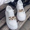 Women's Chunky Platform Sneakers with Lace-up and Chain Detailing 77215269C