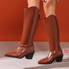 Women's Pointed Toe Chunky Heel Cowboy Boots Knight Boots 07872980C