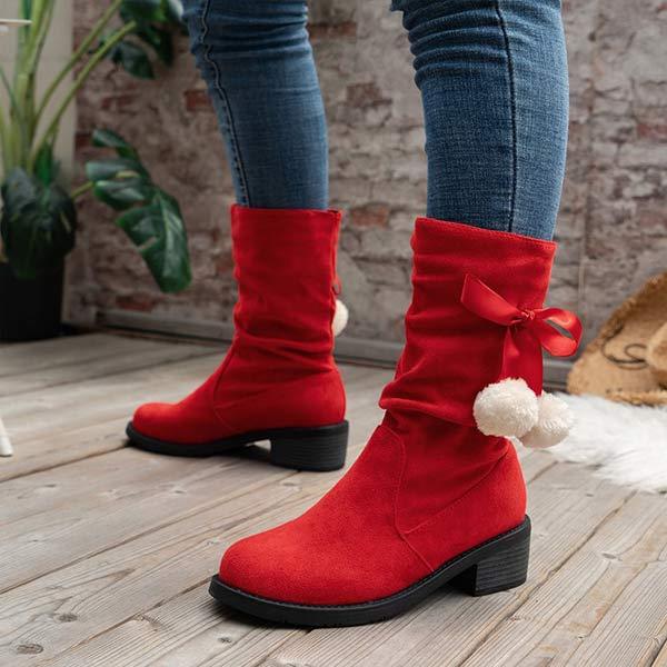 Women's Velvety Christmas-Themed Fashion Boots 87844839C