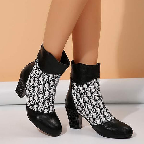 Women's Color-Blocked High-Heel Ankle Boots 54178001C