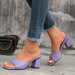 Women's Fashion Square Toe Chunky Heel Flip Flops 83346676C