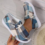 Women's Lace-Up Casual Plaid Flat Canvas Shoes 06532324S