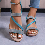 Women's Wedge Rhinestone Elastic Strap Bohemian Sandals 07254232S