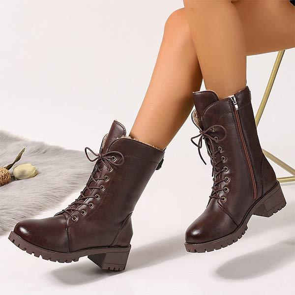 Women's Front Lace-Up Thickened Warm Cotton Boots 01252857C