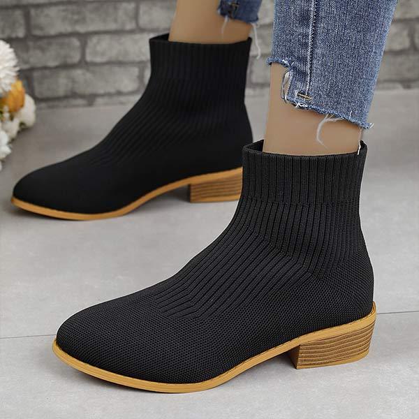 Women's Fly-Knit Pointed-Toe Breathable Sock Boots 79452397C