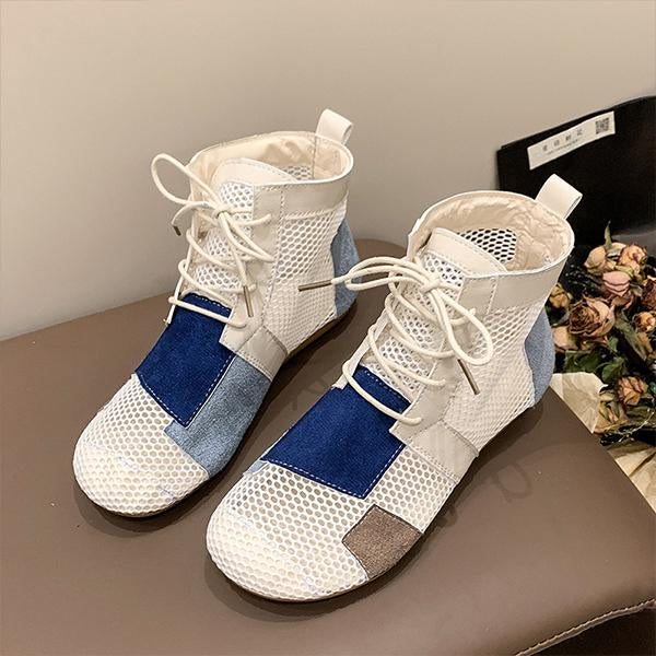 Women's Round Toe Lace-up Mesh Casual Sandals 08674357S