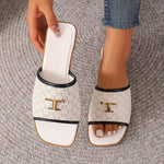 Women's Casual Lettered Square Toe Slippers 82130353S